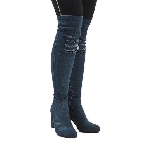 Blaue Jeansstiefel im Used-Look BH70-HB 1