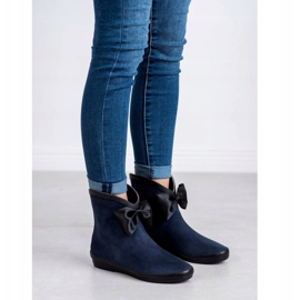Kylie Gummistiefel aus Wildleder mit Schleife navy blau 1