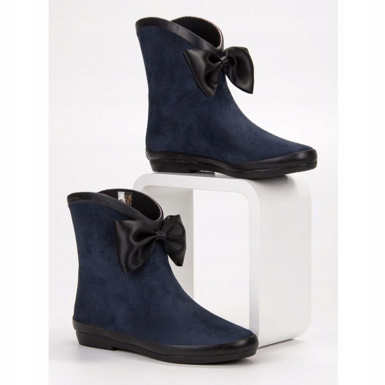 Kylie Gummistiefel aus Wildleder mit Schleife navy blau 2