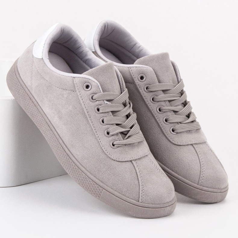 Ideal Shoes Graue Schnürschuhe 2