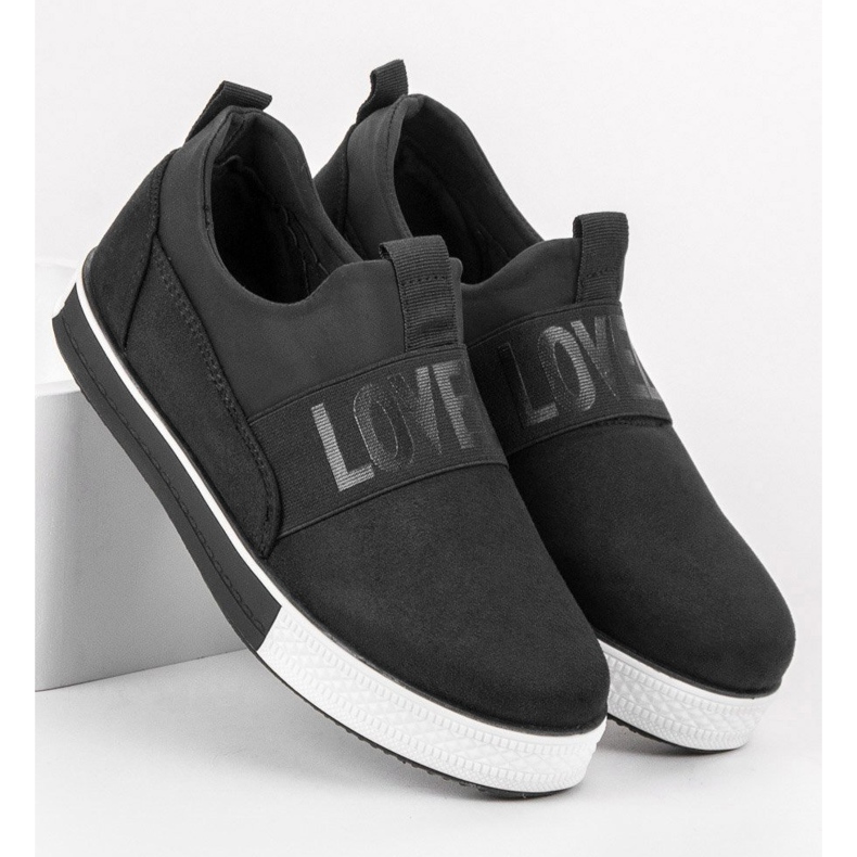 SHELOVET Wildleder Slip-On Schuhe schwarz 1