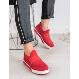 SHELOVET Wildleder Slip-On Schuhe rot 1