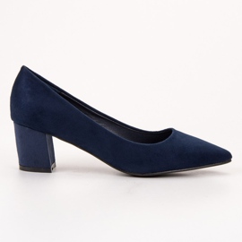Small Swan Bequeme Wildleder Pumps blau 2