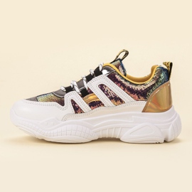 Ax Boxing Sneakers mit Pailletten grau gelb 1