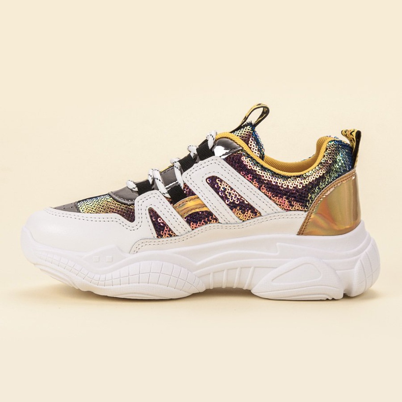 Ax Boxing Sneakers mit Pailletten grau gelb 1