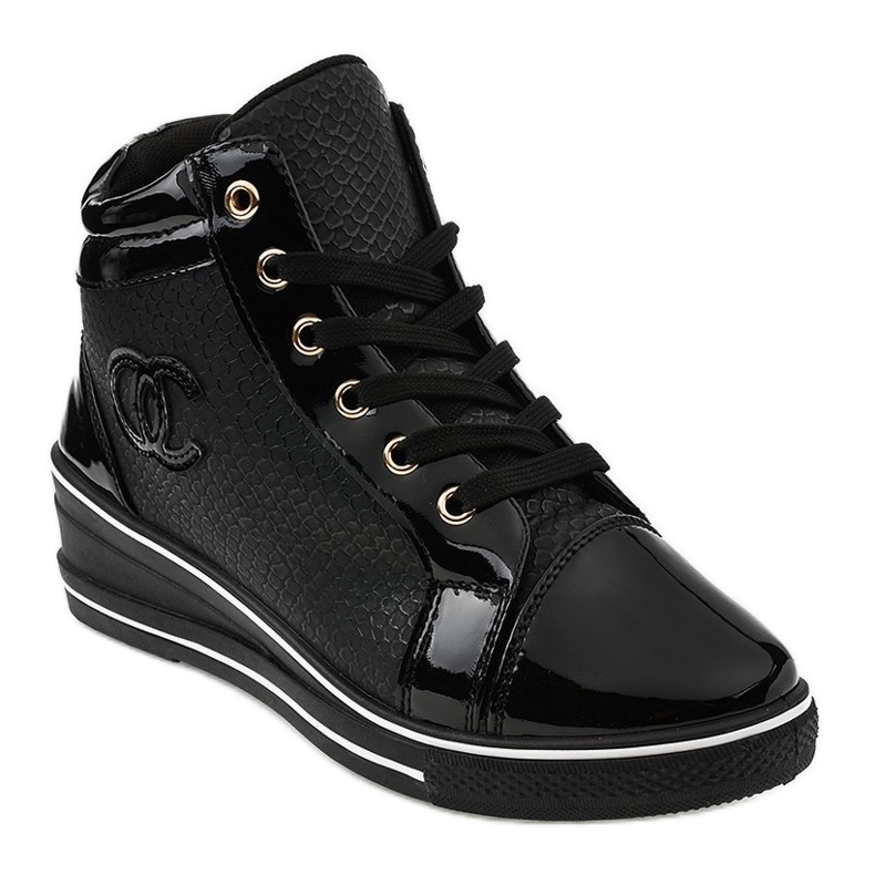Schwarze stylische Sneaker auf dem R15-2 Wedge 1