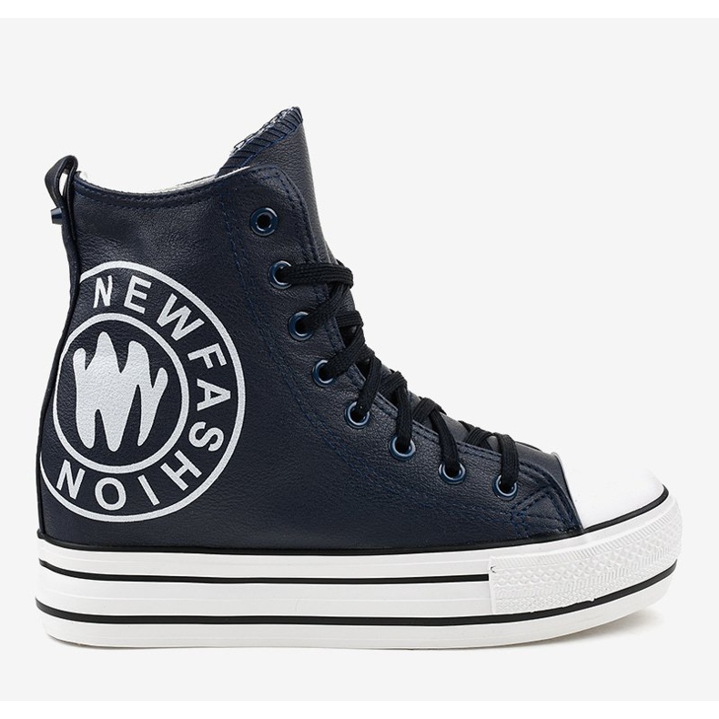 Marineblaue Sneakers mit Keilabsatz W09 navy blau 2