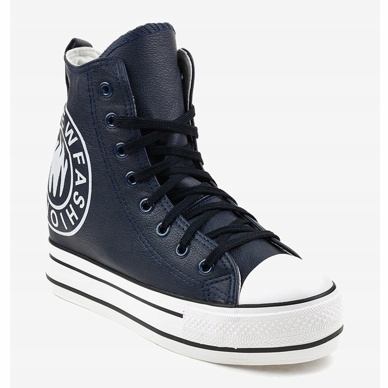 Marineblaue Sneakers mit Keilabsatz W09 1