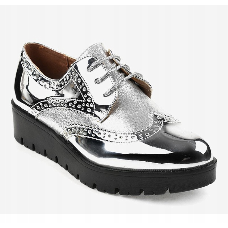 Silberne Schnürschuhe TL-60 grau 1