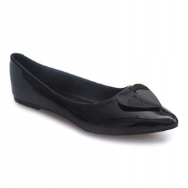 Lackierte Ballerinas mit Herzen 4003 Schwarz 1
