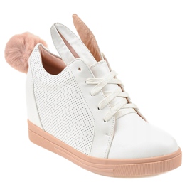 Weiße Sneaker auf den Keilhäschen H6211-9 1