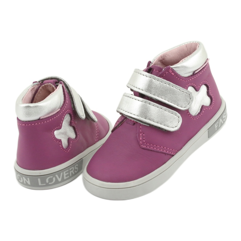 Mazurek Stiefeletten mit Klettverschluss rosa grau 4