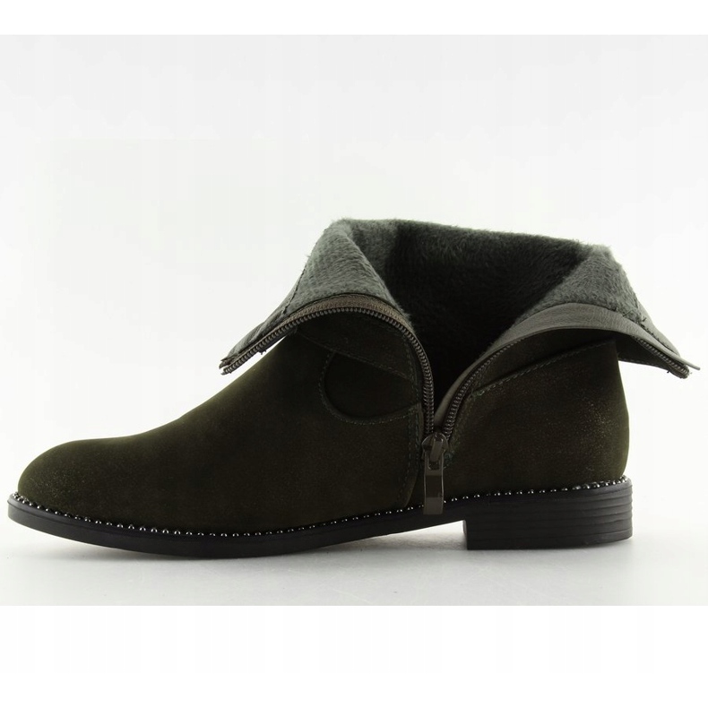 Grüne flache Stiefel MB188-266 Grün 2