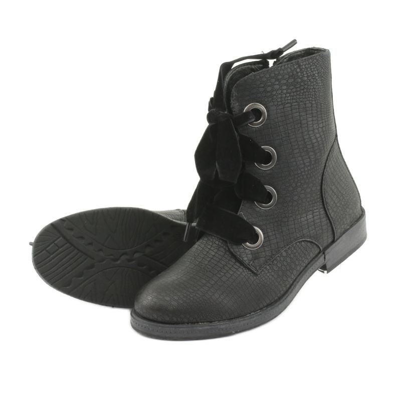 Schwarze Schnürstiefel HFN-5505 Schwarz 4