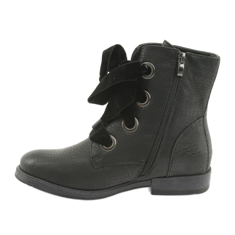 Schwarze Schnürstiefel HFN-5505 Schwarz 2