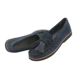 Filippo Loafer aus Leder mit Fransen navy blau 5