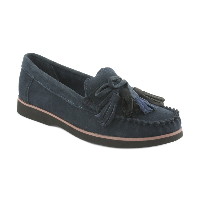 Filippo Loafer aus Leder mit Fransen navy blau 1