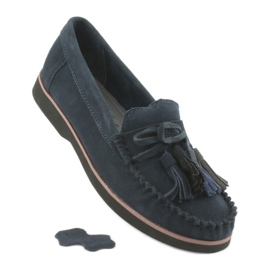 Filippo Loafer aus Leder mit Fransen navy blau 6