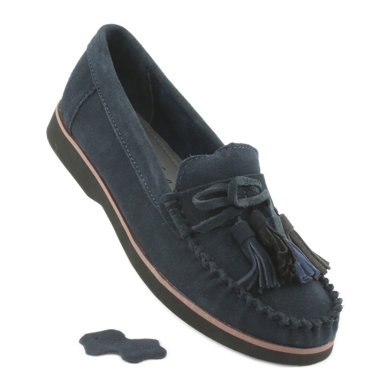 Filippo Loafer aus Leder mit Fransen marineblau 6