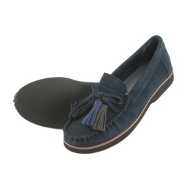 Filippo Loafer aus Leder mit Fransen marineblau 4