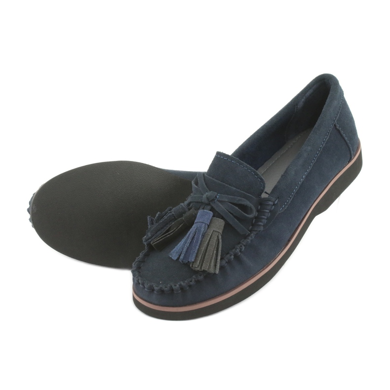 Filippo Loafer aus Leder mit Fransen marineblau 4