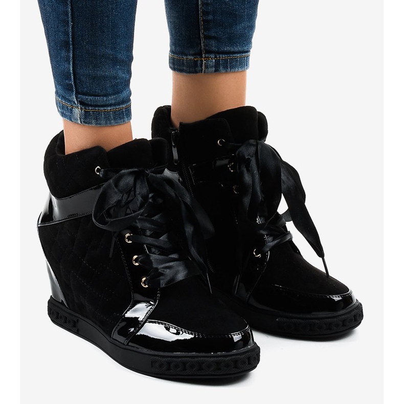 Modische schwarze Keilsneaker KLS-109-3 1