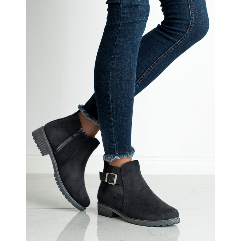 SHELOVET Wildleder Stiefeletten schwarz 2