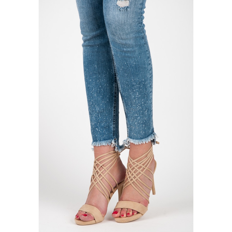 Vices Wildleder High Heels mit Bindung beige 1