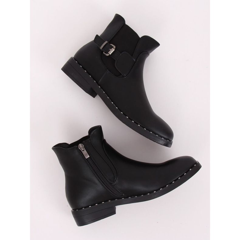 Schwarze Chelsea-Boots für Damen HFN-2279 Schwarz 2
