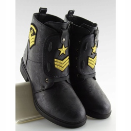 Schwarz H-4 Schwarze Arbeitsstiefel mit Patches 2
