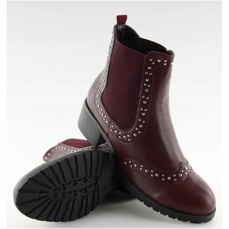 Jodhpurstiefel mit kastanienbraunen Nieten FC-H63 Wine rot 1