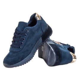 SHELOVET Sneakers aus Wildleder in Marineblau 1
