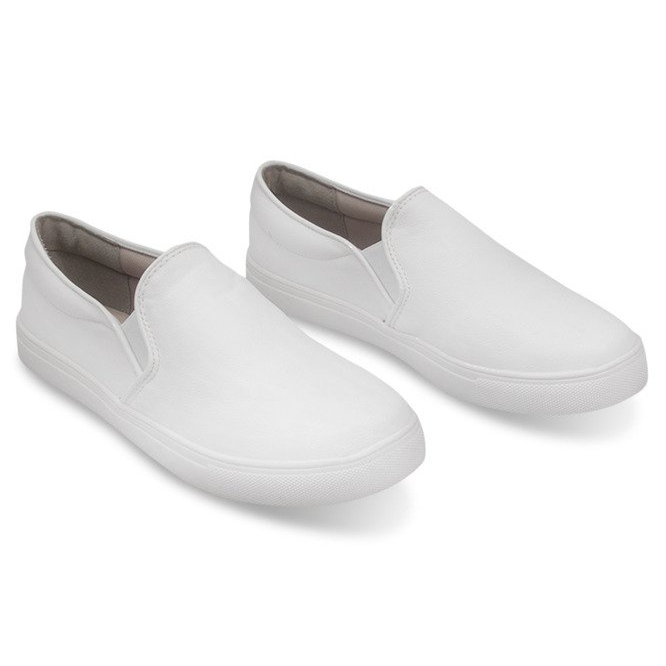 Klassische Slip On Q1-41 Weiße Turnschuhe 1