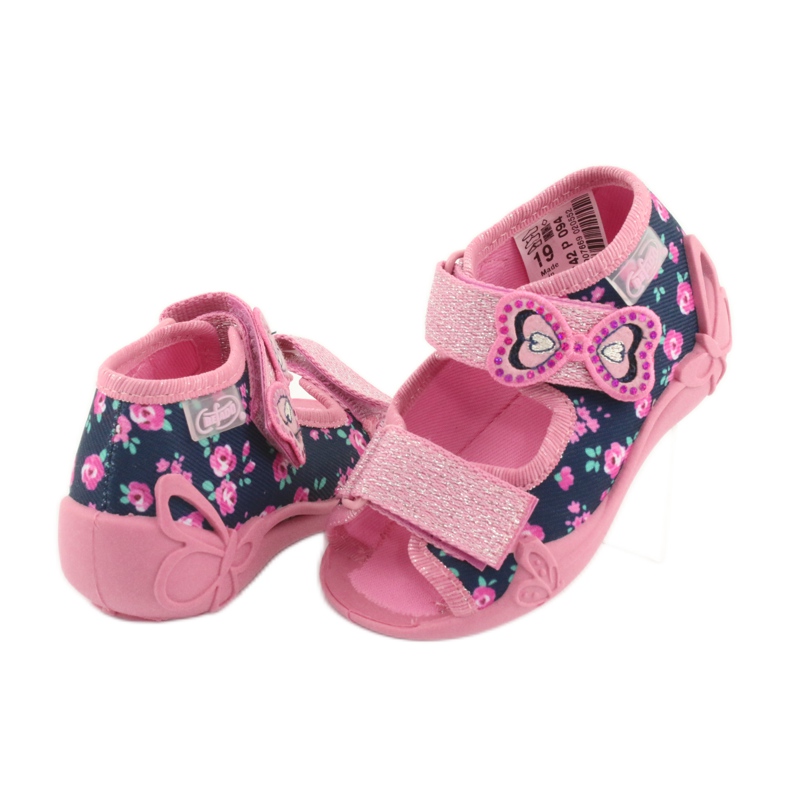 Befado gelbe Kinderschuhe 242P094 marineblau rosa 3