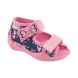 Befado gelbe Kinderschuhe 242P094 marineblau rosa 1