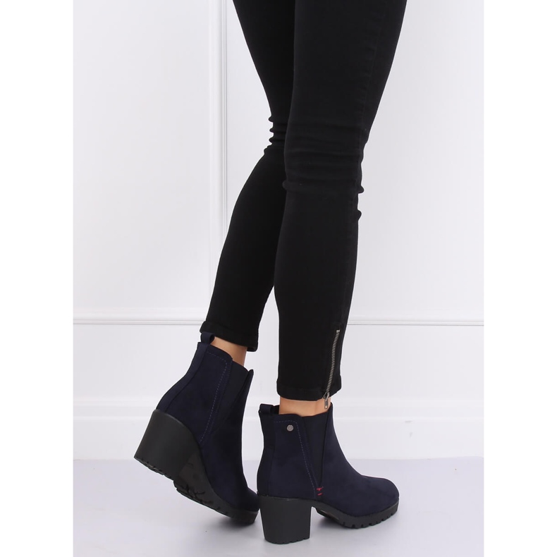 Marine Stiefel mit breiten Absätzen W373 Blau marineblau 2