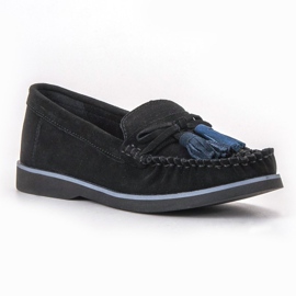 Filippo Loafer aus Leder mit Fransen schwarz 1