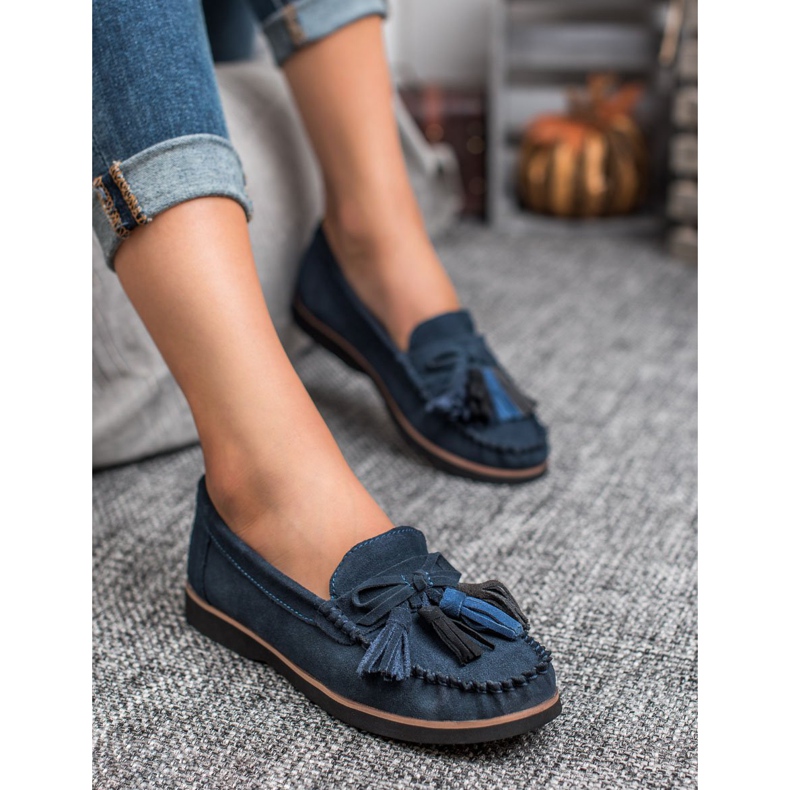Filippo Loafer aus Leder mit Fransen blau 2