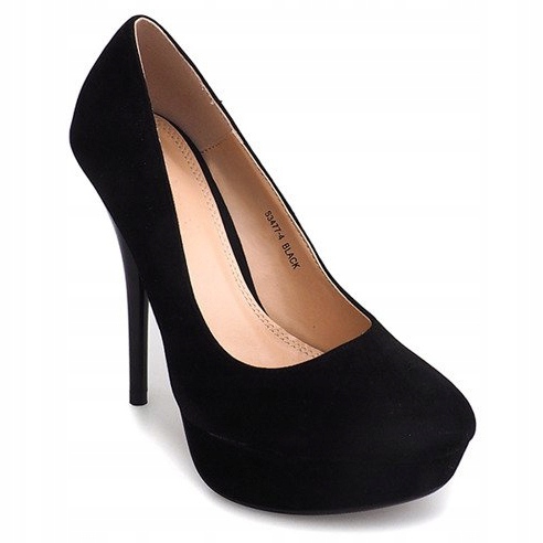 Wildleder-Heels auf der Plattform S3477-4 Schwarz 2