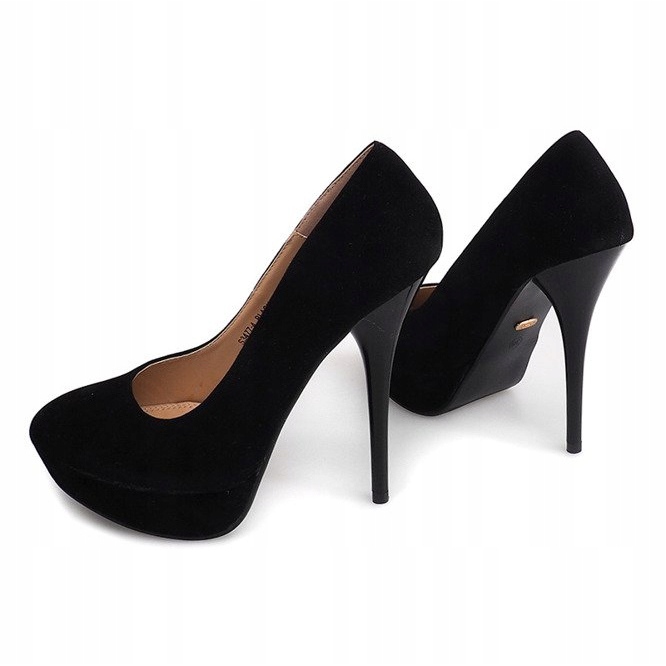 Wildleder-Heels auf der Plattform S3477-4 Schwarz 1
