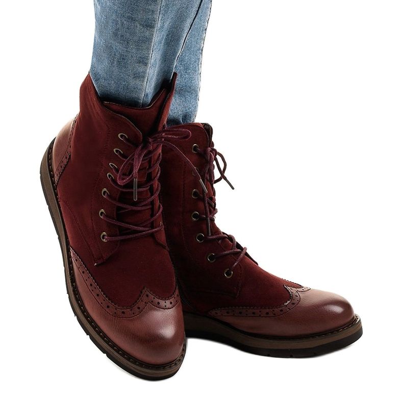 Trappers Stiefel für Damen bordeaux C366 rot 1