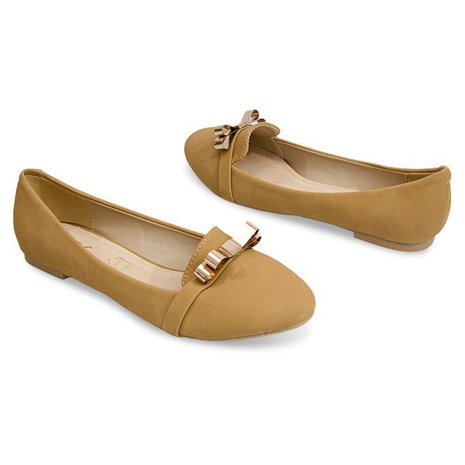 Schöne Ballerinas mit Metallschleife 356 Beige 1