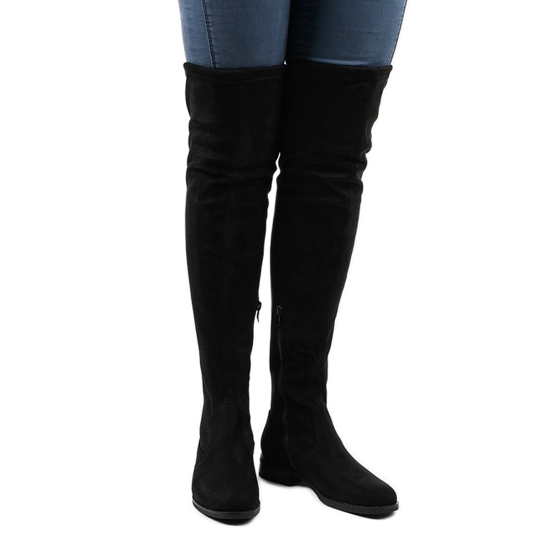 Wildlederstiefel für Damen 8926 schwarz 2