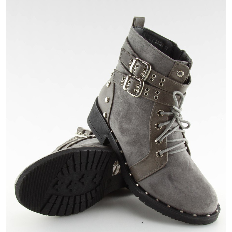 Grau Schnürstiefel L3382 Grau 1