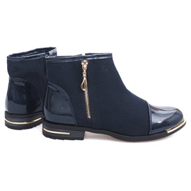 Durchbrochene Elegante Stiefel B8107 Marineblau navy blau 1