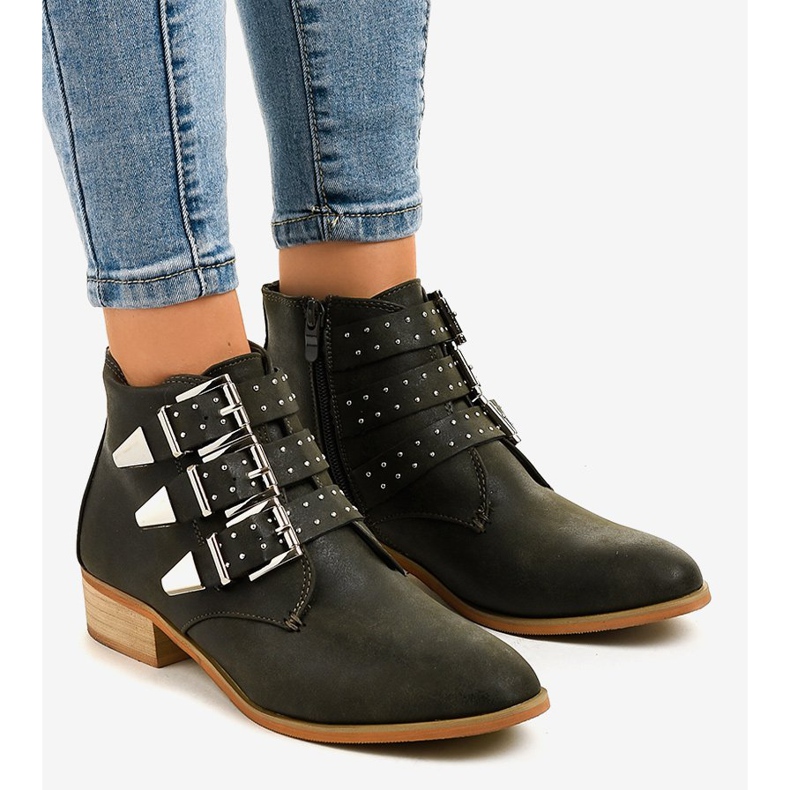 Grüne Stiefel mit A-263 Reißverschlussschnalle 1