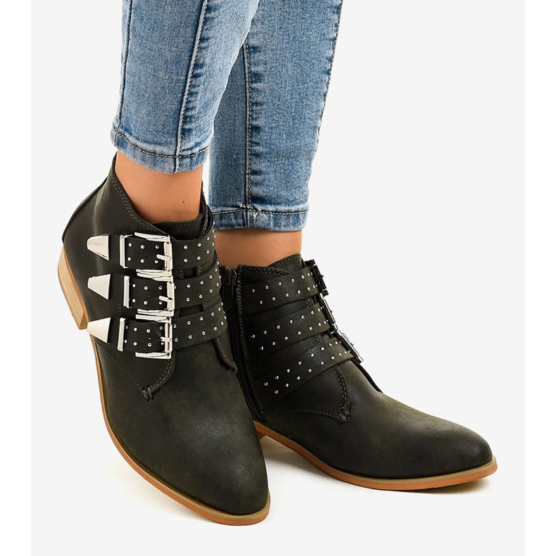 Grüne Stiefel mit A-263 Reißverschlussschnalle 2