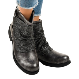 Graue Stiefel mit flachen Absätzen HQ-11 1