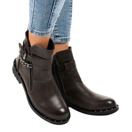 Isolierte graue Stiefel mit G-162-1 Kette braun 1