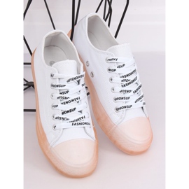Weiße und rosafarbene Damensneaker B111-2 WEISS / PINK 2